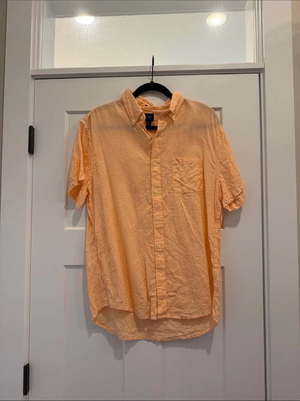 J. Crew Men's Short-Sleeve Button-Down Shirt in Peach
